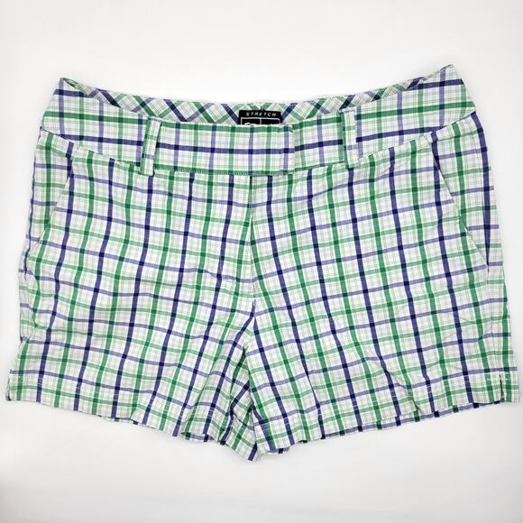 Adidas Shorts Women's 8 Plaid Chino Mid Rise Performance Golf Stretch Comfort - Picture 1 of 8